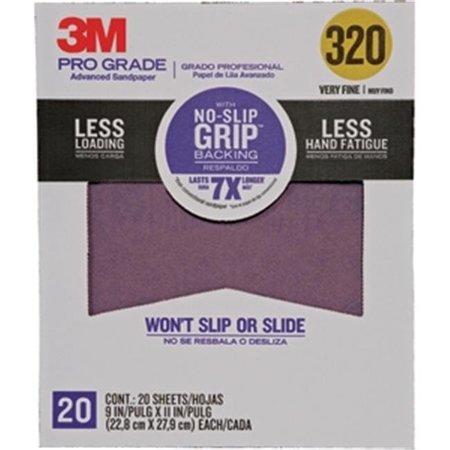 3M 3M 26320CP-P-G 9 x 11 in. 320 Grit Pro Grade No Slip Grip Sandpaper; 20 Pack 207897